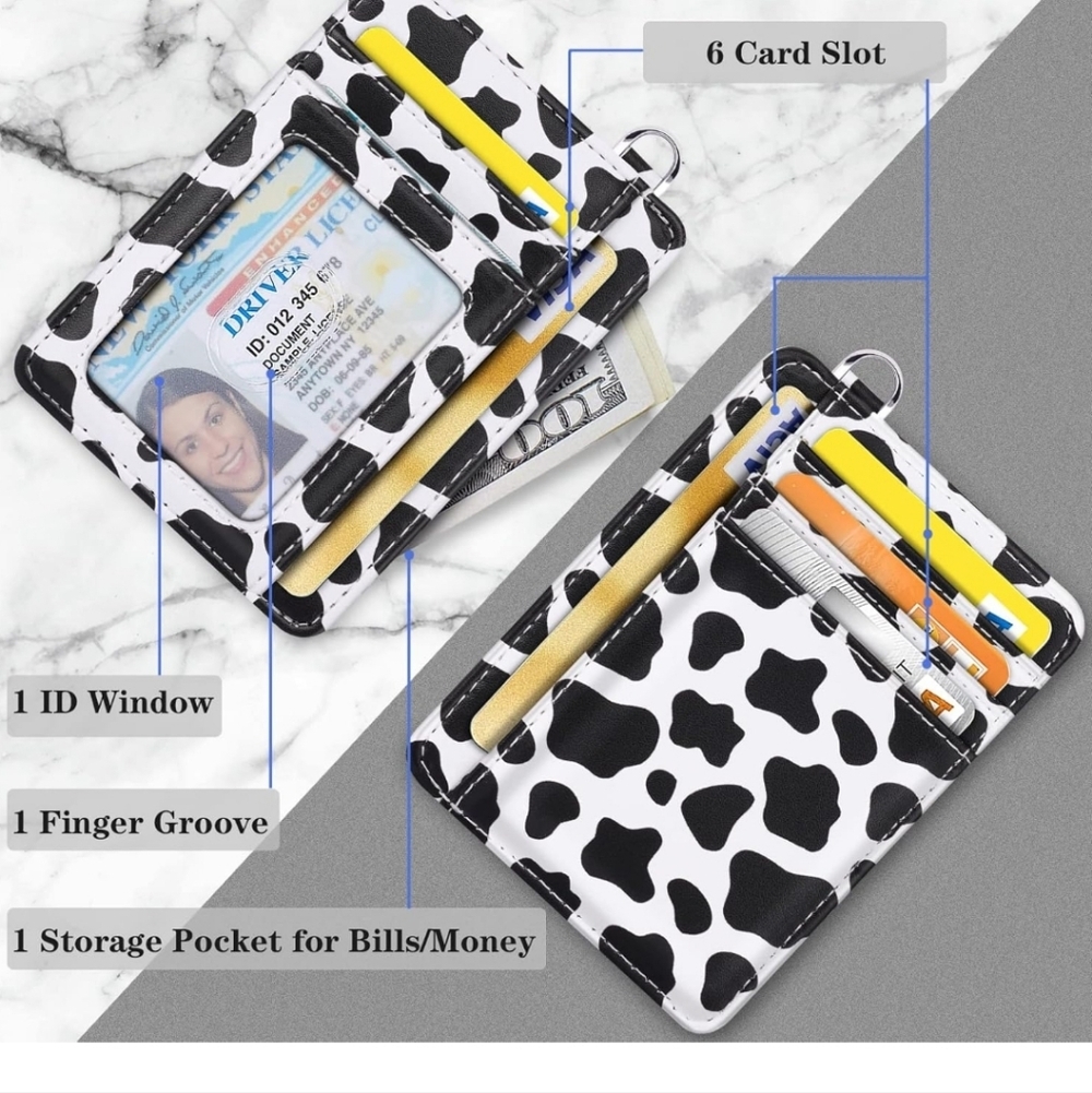 Cow Print Card Holder with Wrist Strap